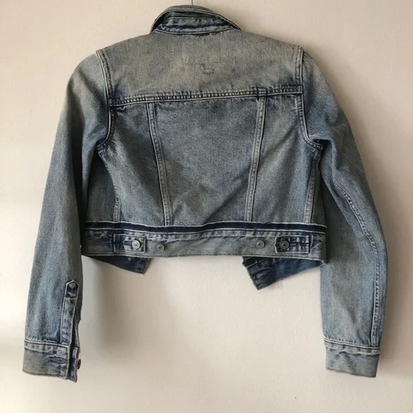 AllSaints Hay cropped denim jacket, blue, size XS